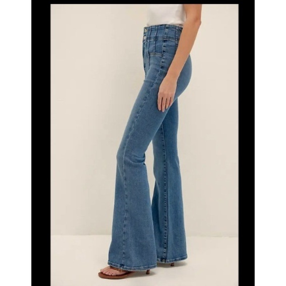 We the Free People Jayde Flare Ultra High Rise Jeans Corset Waist 26 Bell Bottom